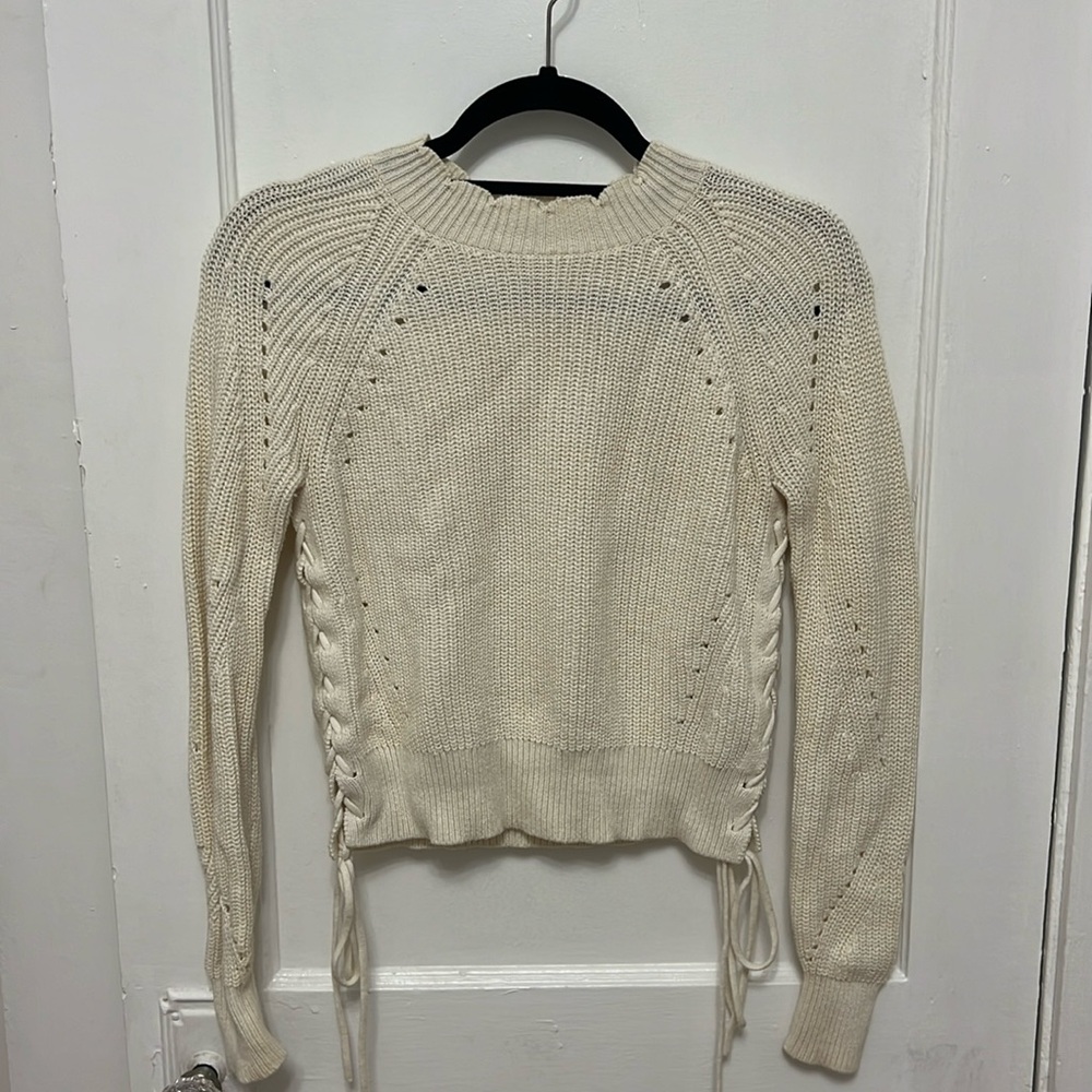 Joie White Sweater with scalloped neckline